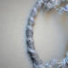 details of silver fleck polyester yarn wrapped hoop, it is then wrapped with one strand of gray cotton yarn giving the look of striped candy